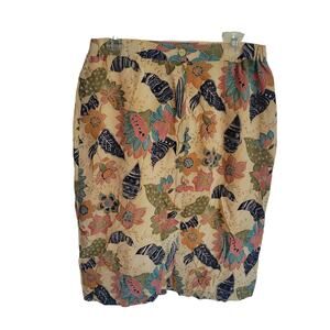 VTG 80s 90s Silk‎ Boutique Women's Skirt L Pure Silk Floral Midi Geometric Money